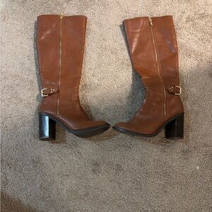 Brown Knee-High Leather Boots